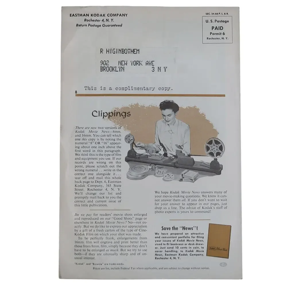 Kodak Movie News Magazine Booklet Set of Three (3) 1954 Eastman Kodak Rochester